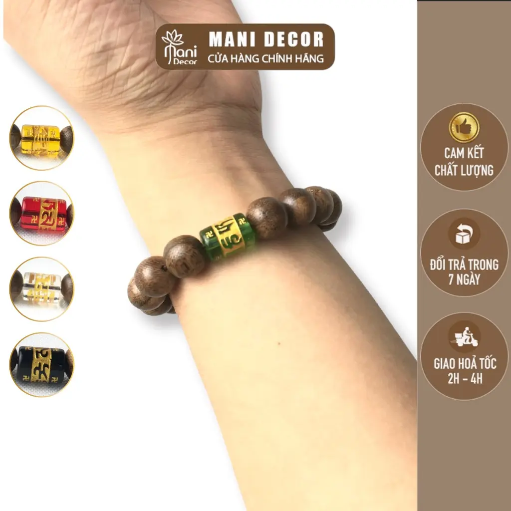 Vòng tay trầm hương mix lu thống đại diện cho các mệnh, may mắn cho nam và nữ - Mani Decor