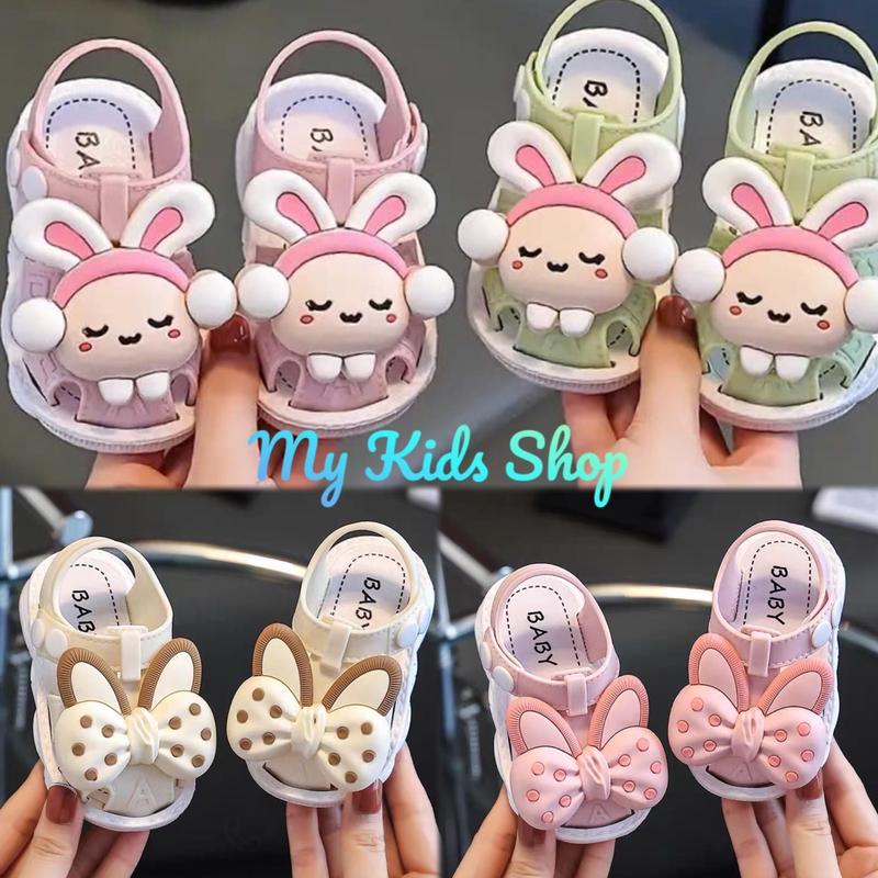 Dép sandal cao su quai hậu mẫu nơ thỏ 3D cho bé gái từ 9 tháng đến 4 tuổi giày rọ