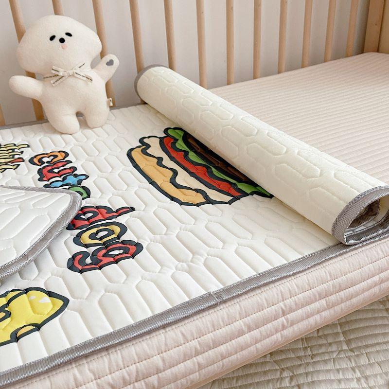 Product Introduction of Cartoon large edition printed cool silk baby anti slip cool mat 60x120cm two-piece set with buckwheat core mattress pillow combination 8