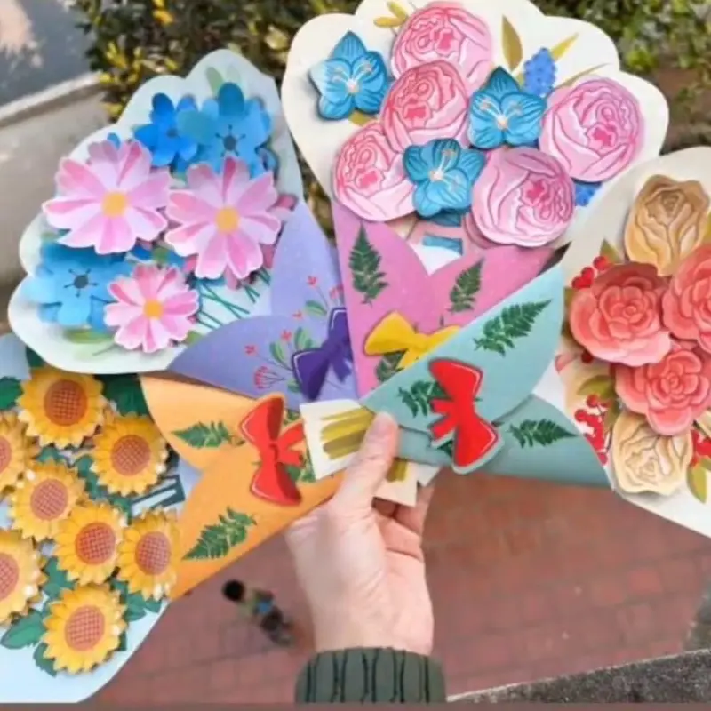 Set 10 thiệp dán 3D handmade tặng Bà mẹ cô giao ngày mùng 8 tháng 3 0
