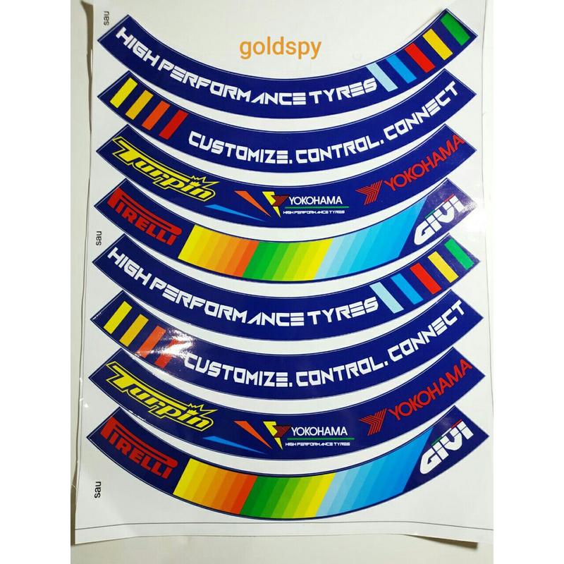 Tem dán vành xe máy Tem Decal bản to dán vành giá 1 bộ