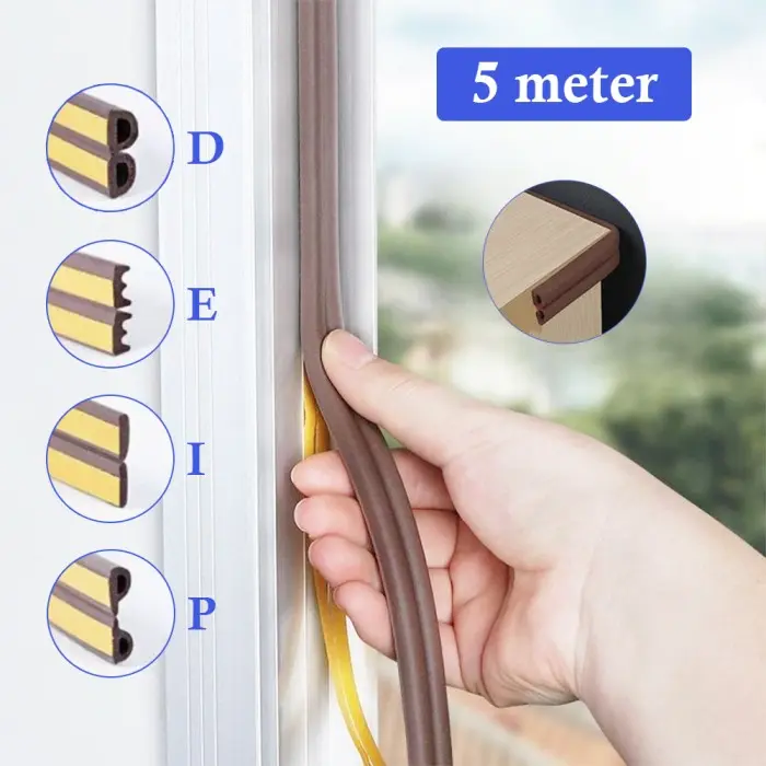 Busa Peredam Suara Penutup Celah Pintu Jendela Kusen Kayu Almunium Door Seal Strip Tipe D I E P Multifungsi