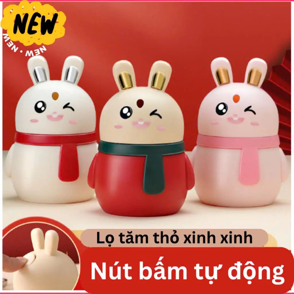 Lọ Đựng Tăm Nút Bấm Tự Động Hình Thỏ Xinh Để Bàn