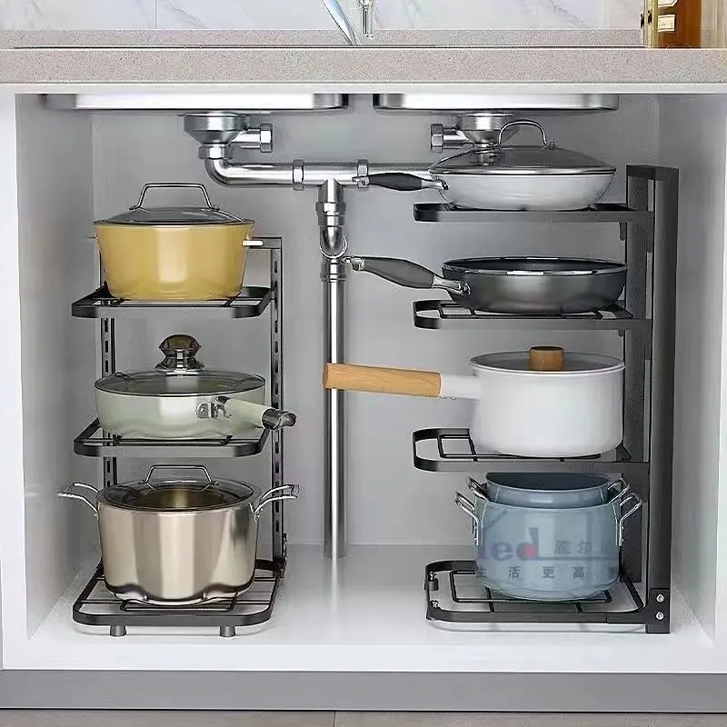 [1789 Positive Reviews] Kitchen Storage Rack Multi-Functional Sink Multi-Layer Household Cabinet Pot Divider Adjustable Pot Rack Storage Shelf