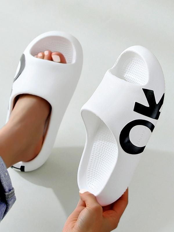 Women's Summer 2024 Fashionable Letter Pattern Slippers, 1 Pair Soft Lightweight Non-slip Home Slippers for Indoor and Outdoor Wear, Perfect Shoes for Women & Men 2