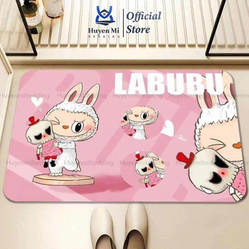 Thảm lau chân LaBuBu thấm nước nhà bếp, thảm chùi chân LaBuBu chất nỉ lì chống trơn trượt nhà tắm 5D hình cute