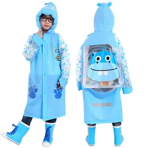 jas hujan terusan anak lucu dan imut dengan tas belakang/ada ransel dengan warna Biru Hijau pink orange Pvc