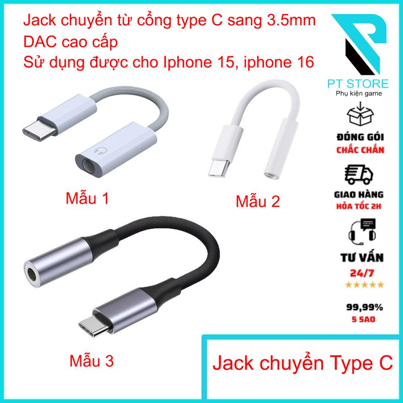 Jack chuyển đổi từ cổng Type C sang cổng tai nghe 3.5mm - Sử dụng được cho Iphone 15, Iphone 16, Ipad và các dòng Anroid - DAC cao cấp