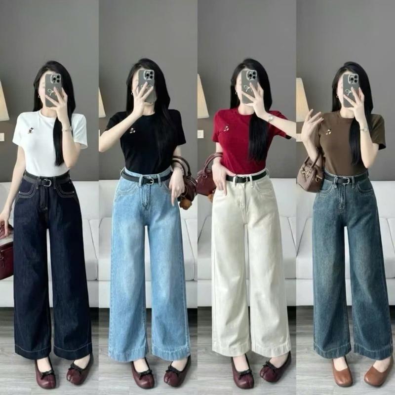 [ 8386 Deal mở bán-Loại đẹp ]Quần jeans nữ nấm lùn 95cm  jean mềm không co giãn 4 màu túi kiểu .Tôn Dáng 0
