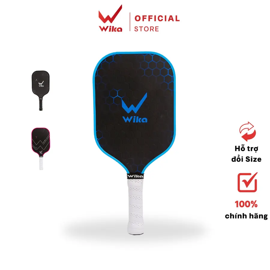 Vợt Pickleball Wika Vigor, 100% Carbon, Độ dày 14mm, Bề mặt nhám
