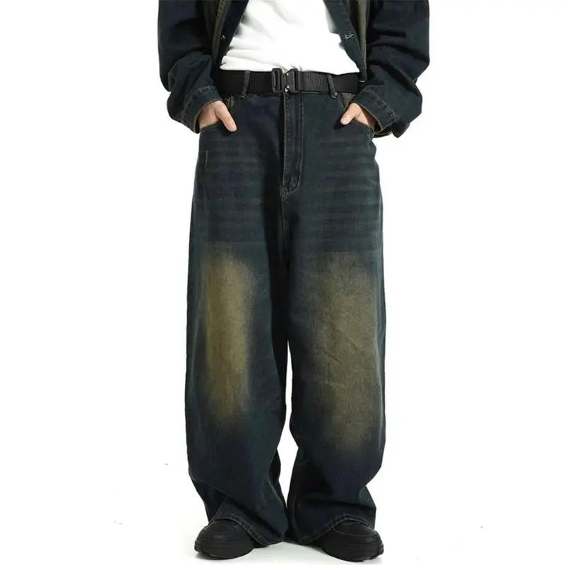 Celana Baggy Jeans Gombrong Celana Skena Vintage Retro Denim Panjang Pria Hitam Fit Dewasa Slim Distro  Stretch Cowok