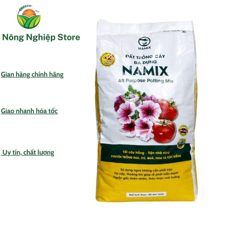  Đất trồng cây đa dụng Namix bao 20dm3 khoảng 12kg chuyên trồng:  Rau củ quả hoa và cây kiểng 