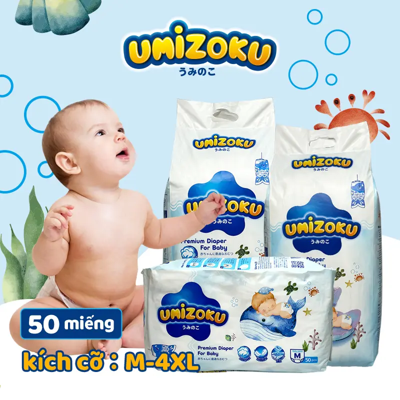 Tã quần trẻ em UMIZOKU tất cả các cỡ (50/100 miếng) cái/gói M L XL XXL XXXL XXXXL