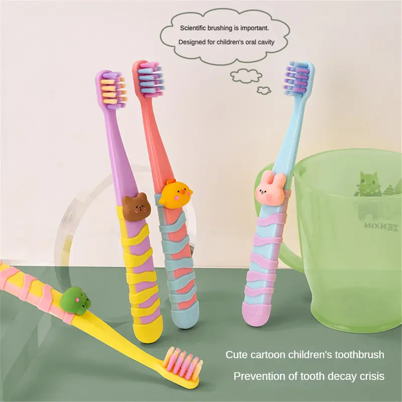 Bàn Chải Đánh Răng Cho Em Bé Bộ 4 Chiếc, Siêu Mềm, Thích Hợp Cho Trẻ Em Từ 3-15 Tuổi, Thiết Kế Hoạt Hình Dễ Thương, Đầu Nhỏ Cạo Sạch, Lông Mềm Thoải Mái Cho Em Bé 5