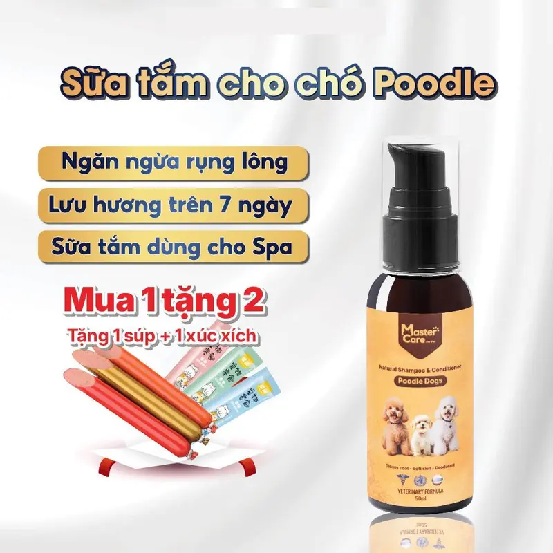 Sữa tắm cho Chó Poodle MasterCare 50ml - Thơm lâu, khử mùi hôi chó, mượt lông, không cay mắt 0