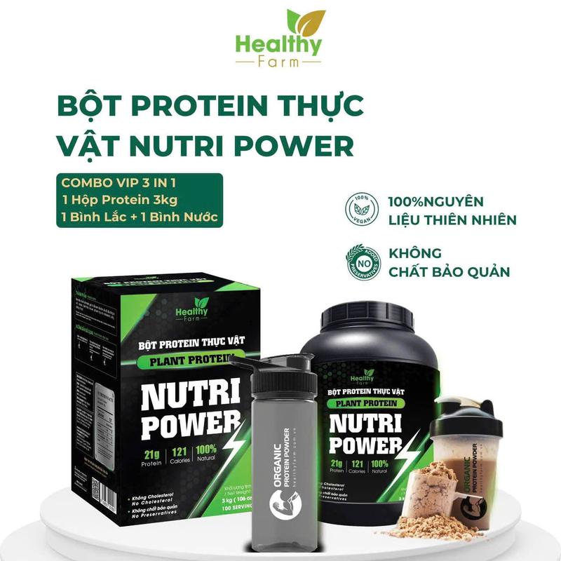 BỘt whey protein thực vật 3kg tặng 1 bình nước+ 1 bình lắc
