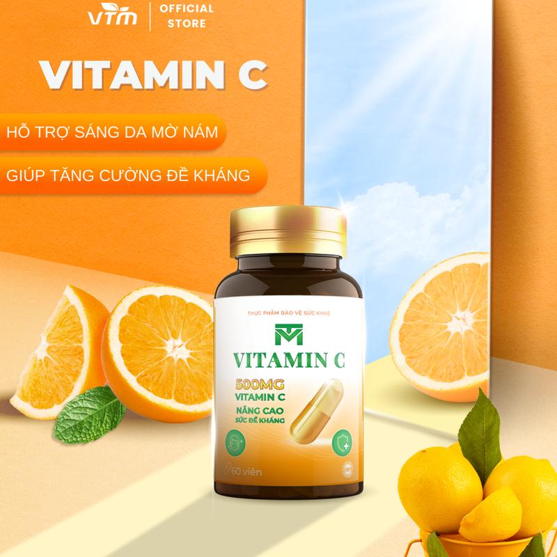 Viên Uống VTM Vitamin C Hỗ Trợ Sáng Da, Hỗ Trợ Nâng Cao Sức Đề Kháng - Hộp 60 Viên