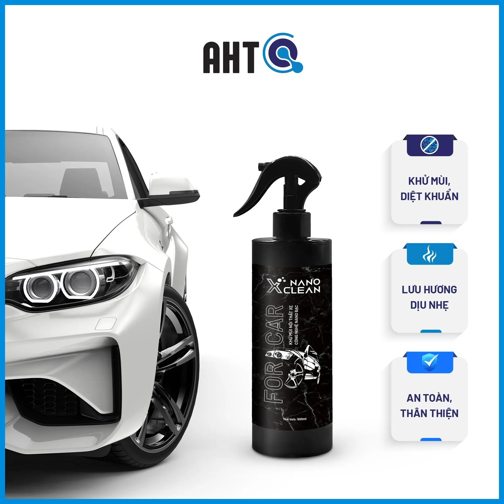 XỊT KHỬ MÙI Ô TÔ,  KHỬ MÙI XE HƠI NANO BẠC DIỆT KHUẨN NANO XCLEAN FOR CAR 500ML
