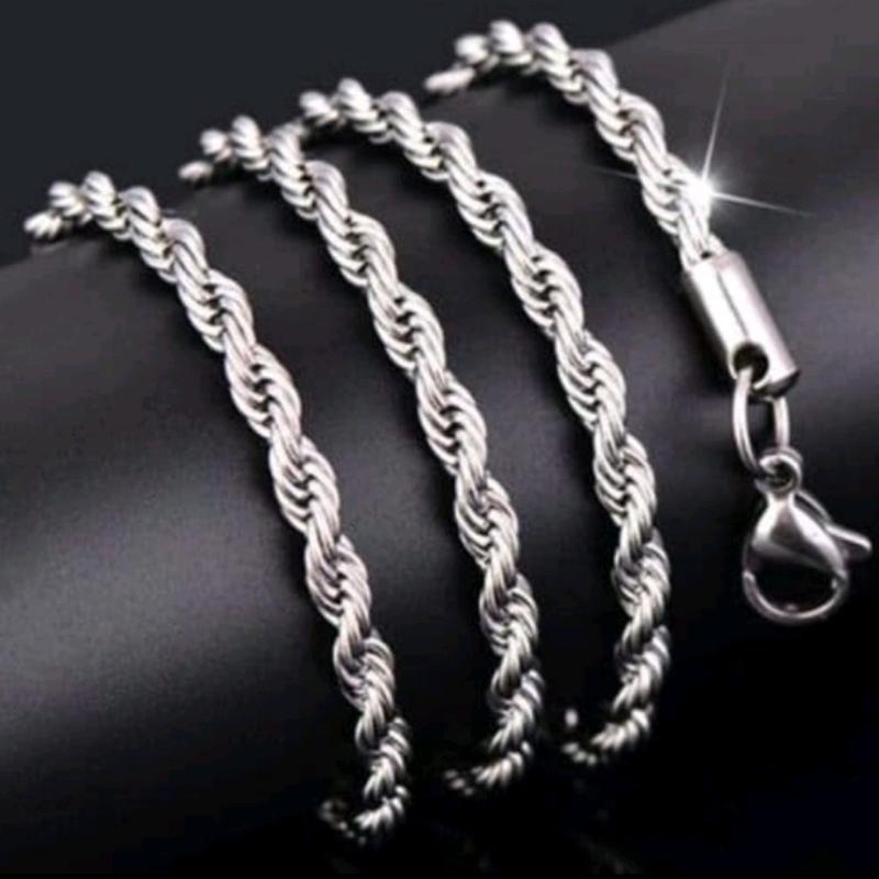 Kalung Pria Motif Tambang Titanium silver Stainless Stell 1