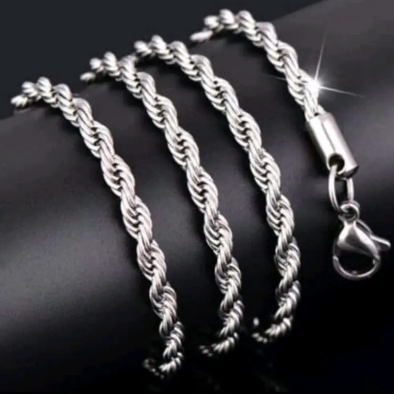 Kalung Pria Motif Tambang Titanium silver Stainless Stell 1