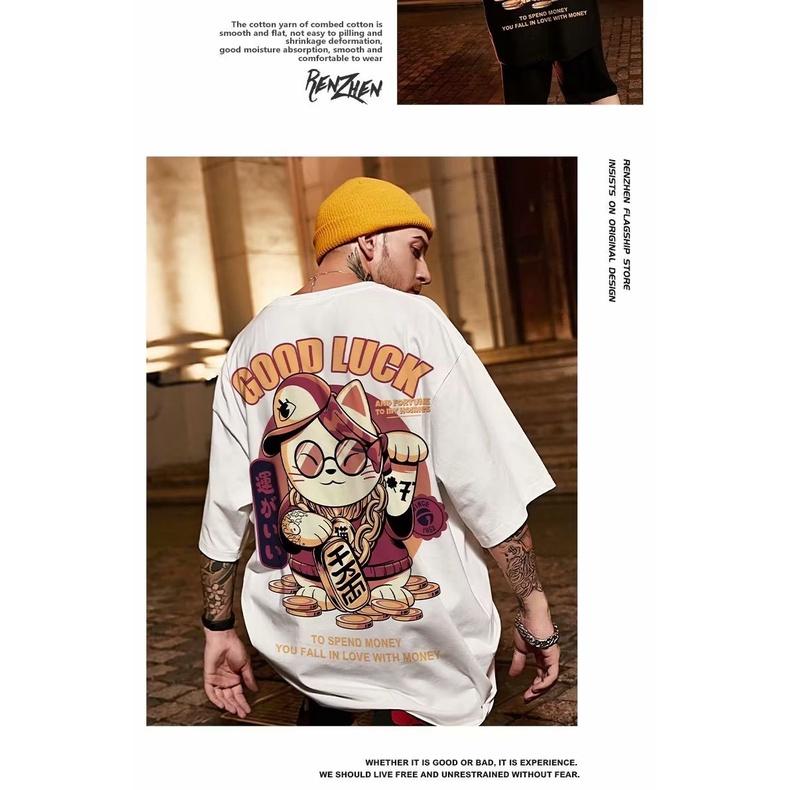 Áo Thun Nam Ngắn Tay, In Trắng Đen, Ngoại Cỡ M-4XL, [TEESHARKBUY] 7