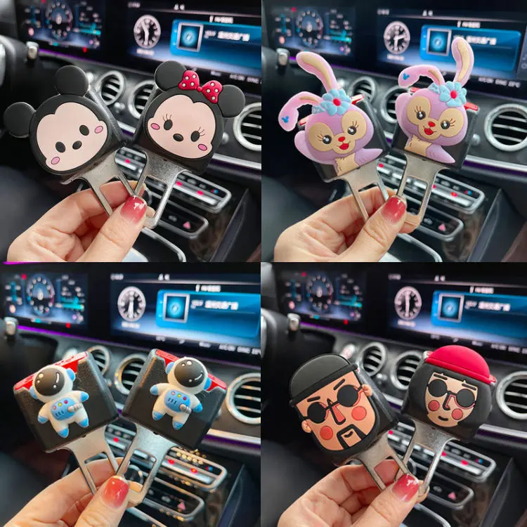 หัวเสียบเข็มขัดนิรภัย ที่สวมหัวเบลท์ หัวเข็มขัดนิรภัย ลายการ์ตูน น่ารักๆ แพ็ค 2ชิ้น ที่นั่งนิรภัยในรถยนต์ลายการ์ตูน นิรภัยตัดเสียงเตือน ที่นั่งนิรภัยในอนิเมะ หัวเสียบตัดเสียง Seat belt buckle Car รถจักร