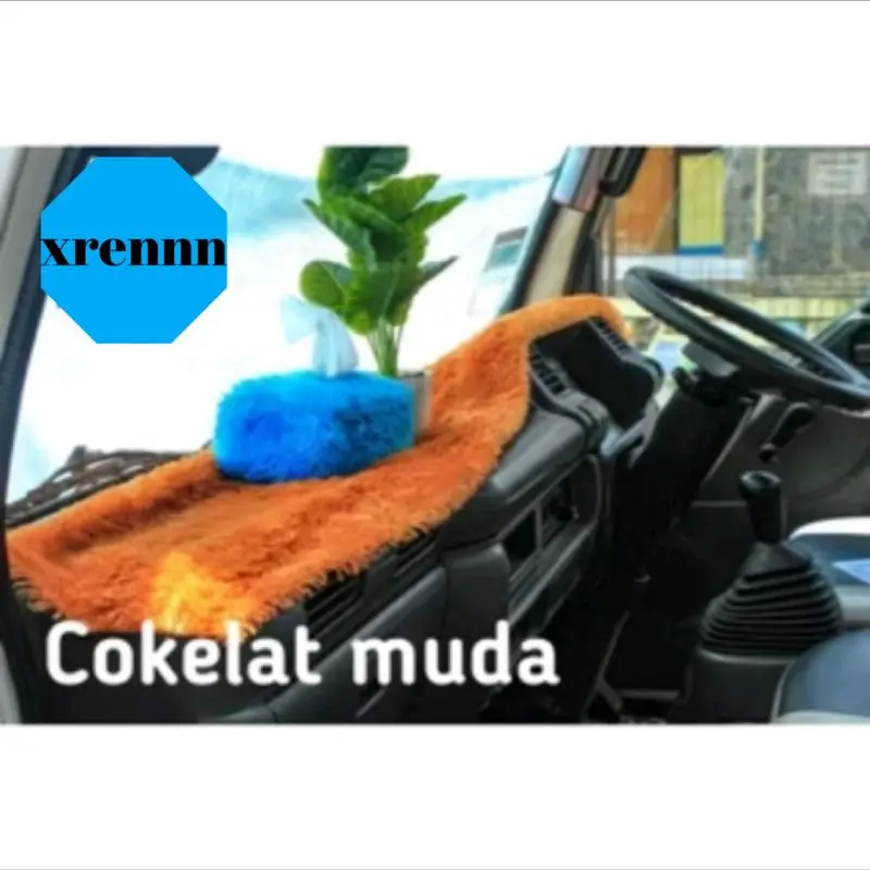 READY Cover Alas Dasboard Mobil Ukuran 150 cm × 50 cm & Cover Kotak Tisu Rasfur - Car Coklat FREE SARUNG TISSU 5