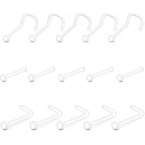 สตั๊ดจมูก บุคลิกภาพมินิมอล แหวนจมูก วัสดุอะครีลิค โปร่งใส UV ก้านอ่อน สตั๊ดจมูก 10 ชิ้น ก้านตรง ก้านอ้วน เจาะร่างกาย เครื่องประดับ สตั๊ดจมูกใส