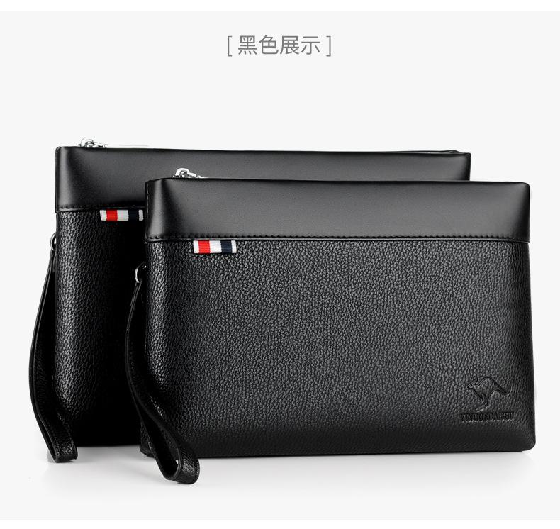 Product Introduction of Kangaroo Men's Handbag Fashionable Casual Large Capacity Clutch Male Clutch Male Clutch Soft Leather Envelope Bag Men's Bag 28