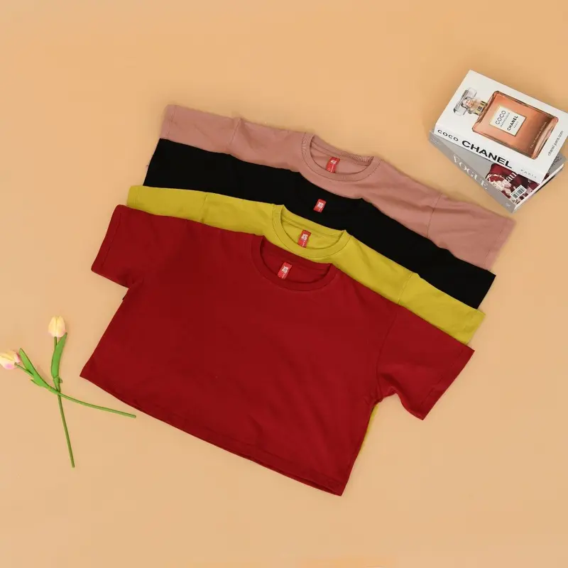 T-shirt Crop Top Oversize Cotton Combed 24s Premium Kaos Tebal 0