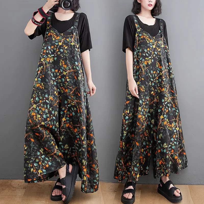 LC892 Premium Oversized Jumpsuit Polyester Floral Terbaru 0