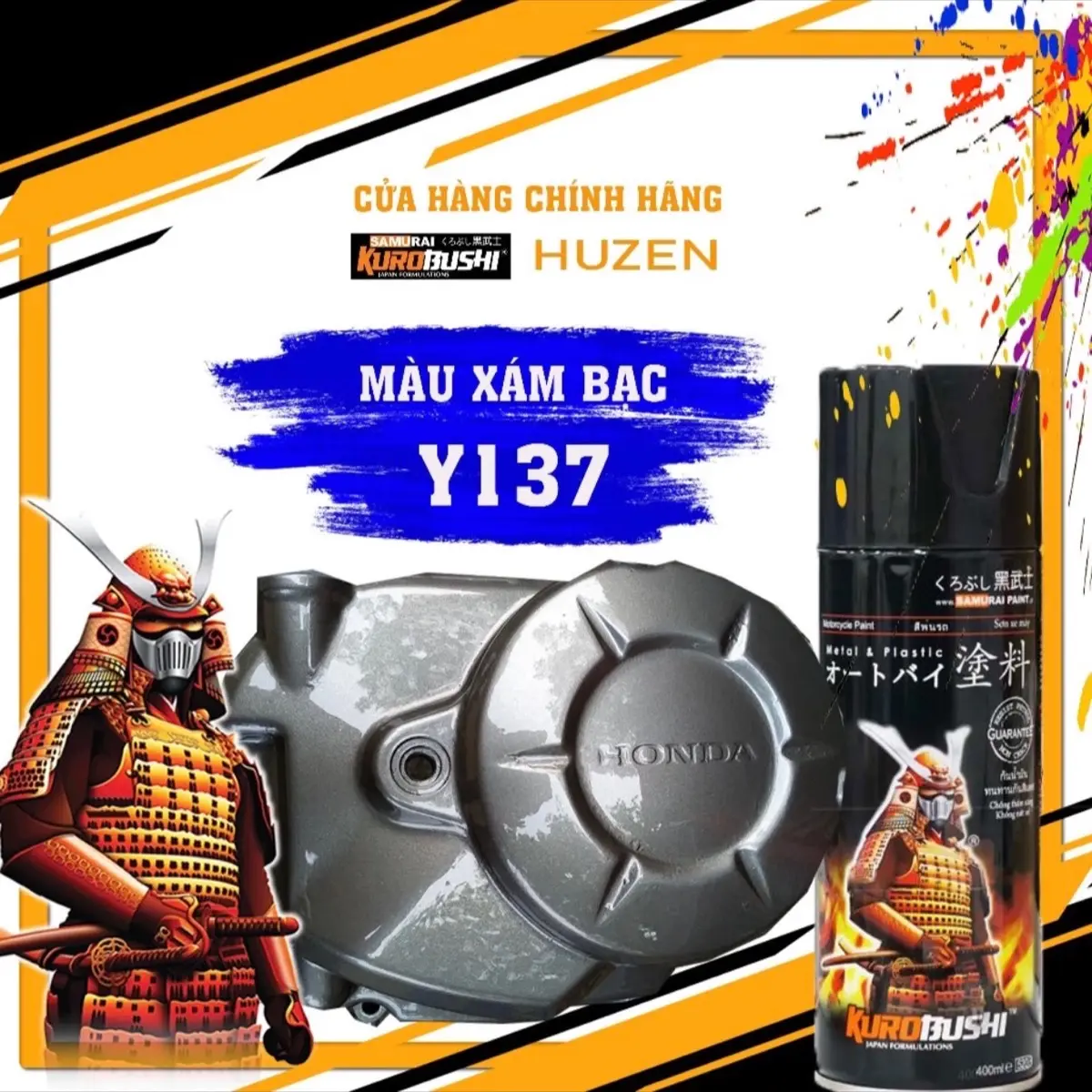 (Ông trùm)Sơn Samurai Y137 màu Xám Bạc