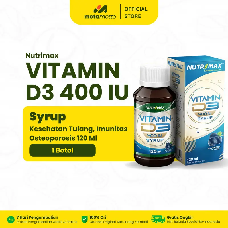Nutrimax Vitamin Vit D3 Anak Ibu Hamil 400 IU Sirup Kesehatan Tulang Gigi Imunitas Osteoporosis Syrup  - Metamotto 0