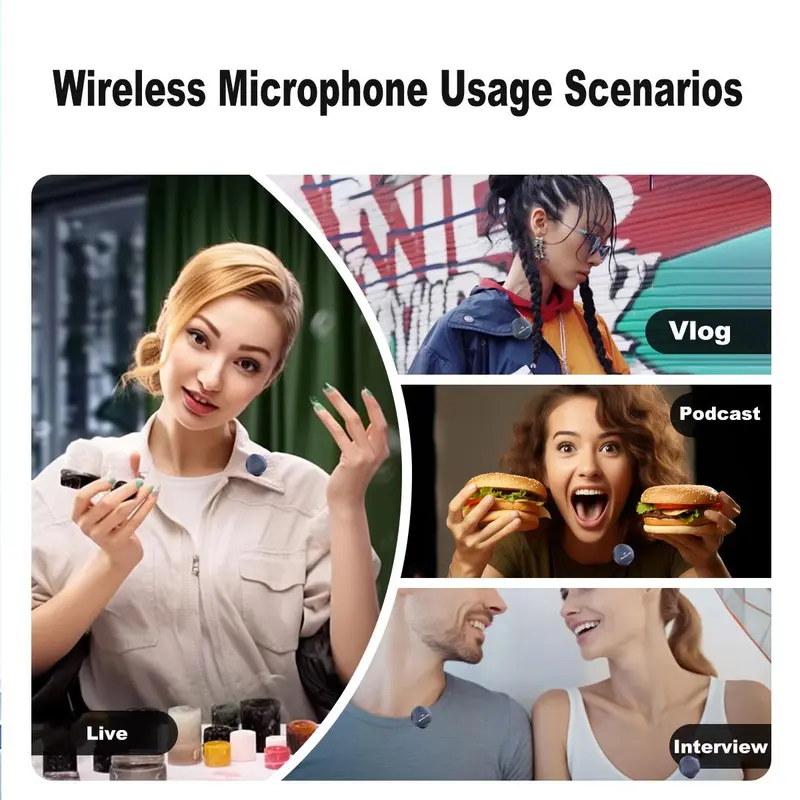 Wireless Lavalier Microphone with Digtal Display Case, Mini Button Wireless Microphones, Professional Wireless Lapel Microphone for Video Recording, Teaching, Interviews, Podcast, Recording Microphone 5