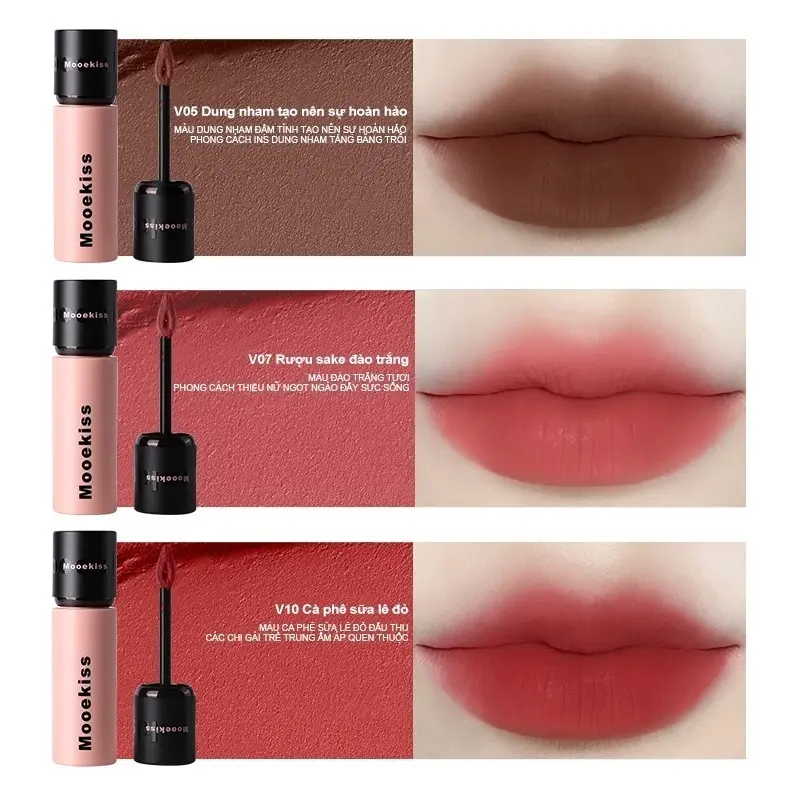 [MOOEKISS]] Son Môi MOOEKISS Loại Son Sáng Da Nâng Bóng Mỏng Nhẹ Dưỡng Ẩm Tint Lì Không Khô Làm Môi 3gr Màu #06 & #07 Chính Hãng yoomi cosmetics 1