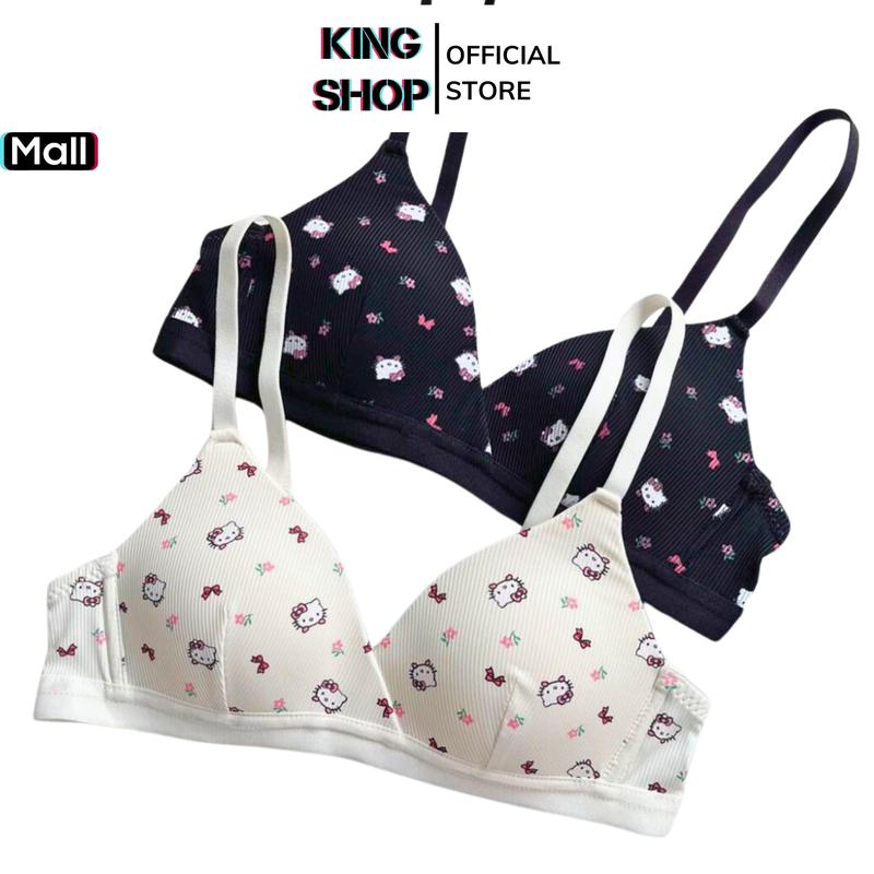 [ĐẶT TĂNG SIZE] Áo Ngực Nữ Sinh Họa Tiết Hello Kitti Siêu Dễ Thương, Áo Lót Nữ Cotton Đệm Mỏng Thoáng Khí 3 Nấc Cài KING SHOP A224 Bra Women