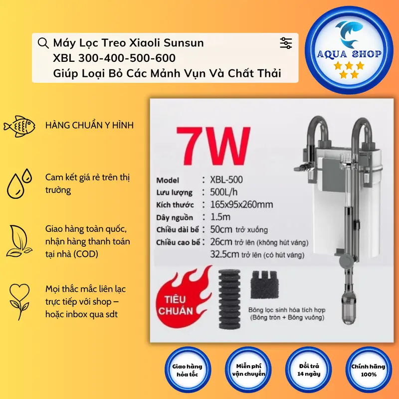 Máy Lọc Treo Xiaoli Sunsun XBL 300-400-500-600 Giúp Loại Bỏ Các Mảnh Vụn Và Chất Thải 3