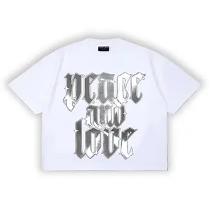 AccentAmbios Boxy Oversized Tshirt Peace and Love Unisex - Cotton Combed kaos SKENA starboy kaos vintage premium kaos aesthetic - PUTIH, S