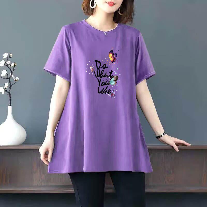 Product Introduction of Women's plus Size Fashionable Simple T-shirt Summer Loose Age-Reducing Top Printed Short-Sleeved Top 18