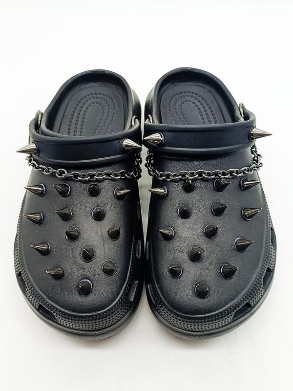 Comfort Fashionable Punk Style Chain & Studded Design Shoes Charm, Punk 2024 Trendy Diy Shoes Decoration for Sandals and Clogs 3