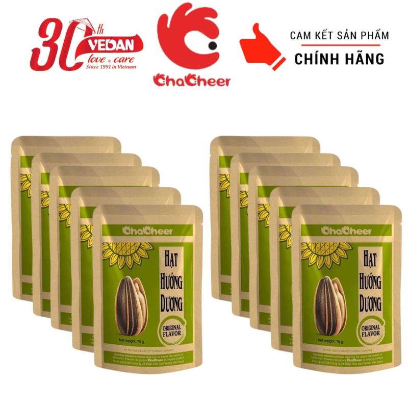 Combo 10 Gói Hạt Hướng Dương CHACHEER Nguyên Vị 130g