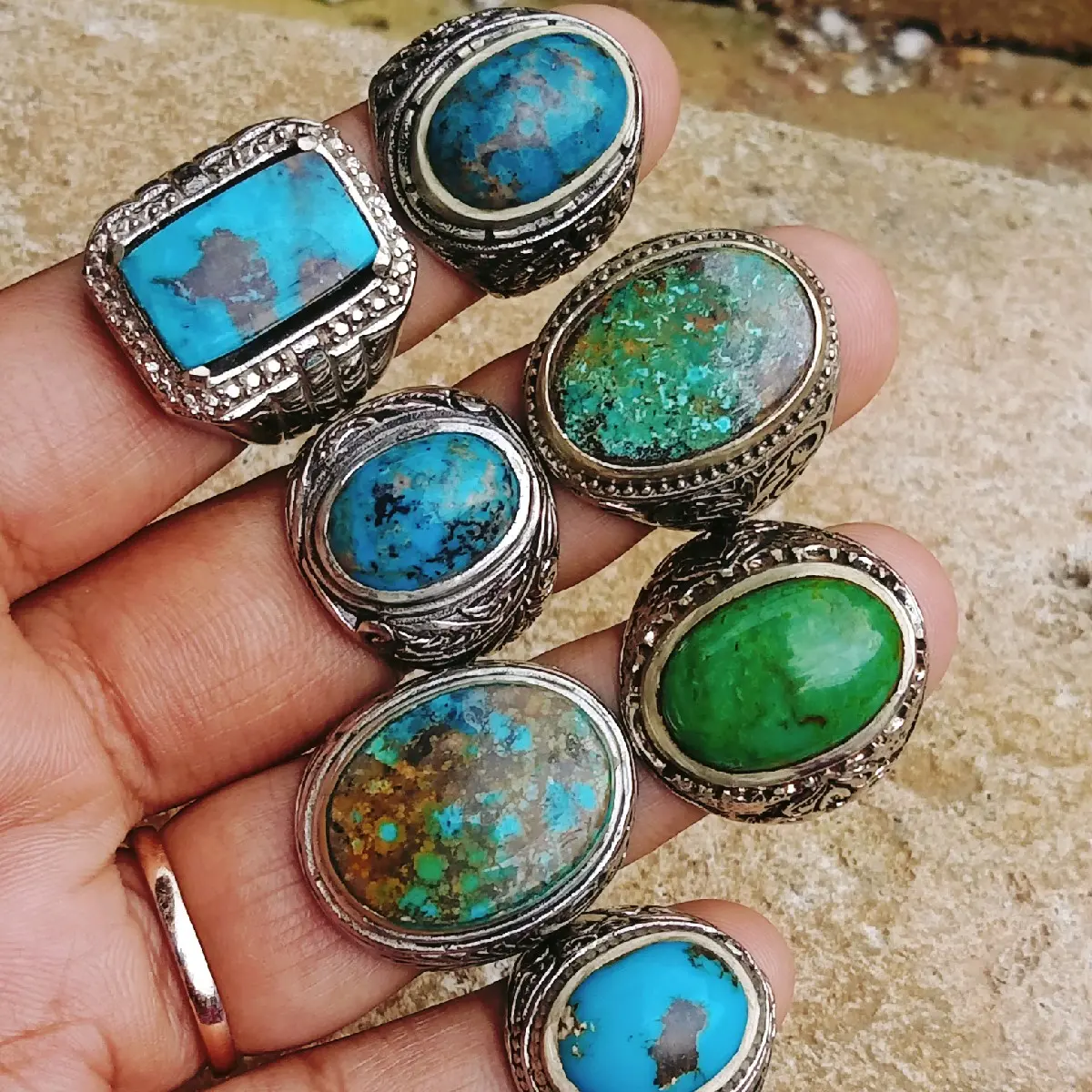 batu cincin turquise persia Laki-laki