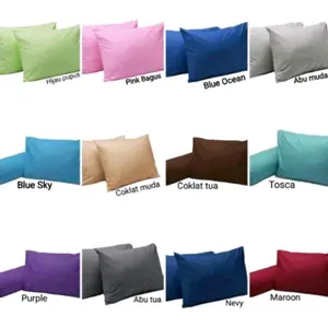 Sarung bantal dan Sarung guling polos embos harga satuan Hijau Tali Coklat Kain Biru