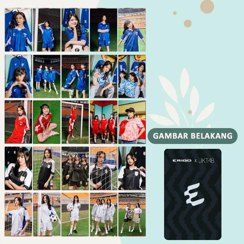 Photocard JKT48 Edisi Sepakbola Jersey Timnas dan Erigo Jersey Isi 25 pcs Bolak-balik Kertas Tebal 1