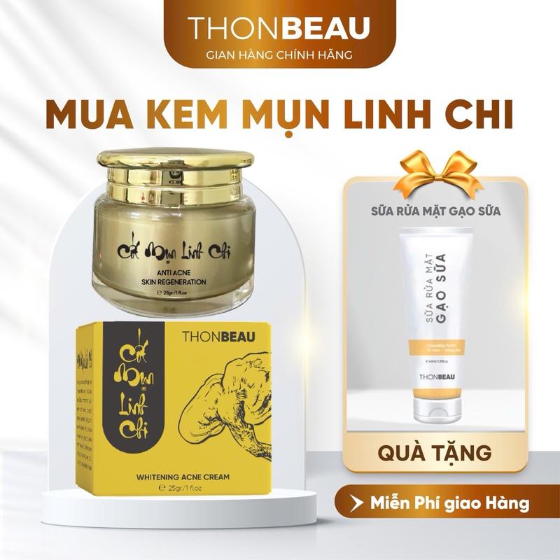 Kem MỤN LINH CHI-Hỗ Trợ Chăm sóc Da Mụn Tặng Sữa Rửa Mặt Gạo 40ml - Skincare Làm Đẹp Da Nữ Dưỡng Ẩm Da