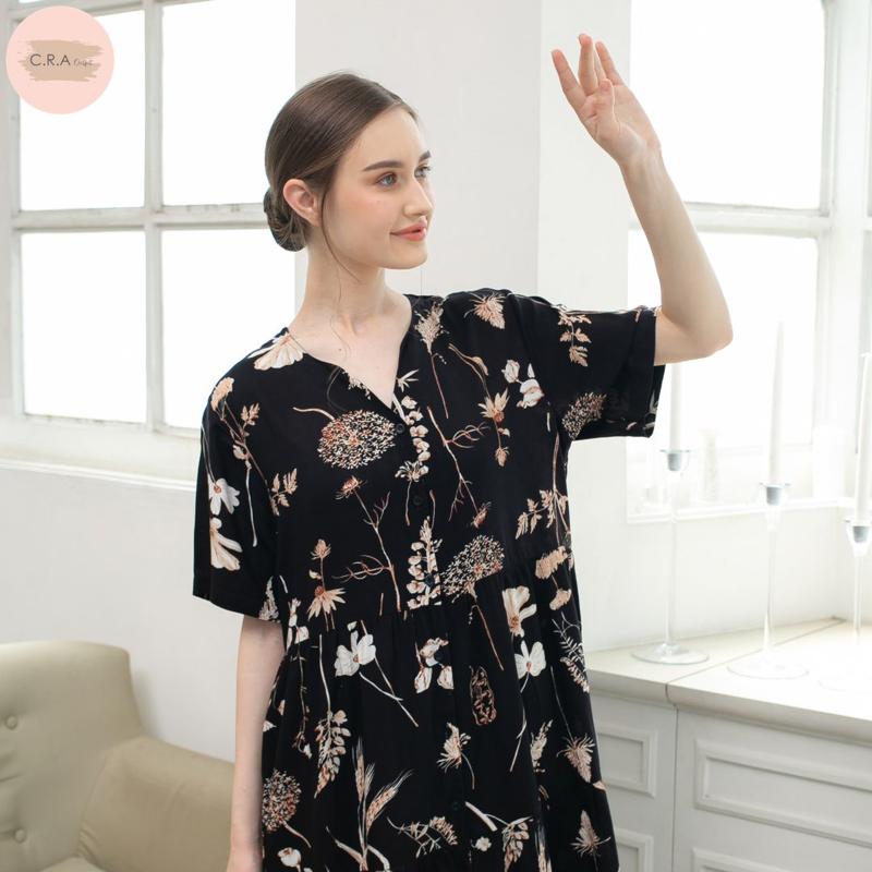 CRA OUTFIT - Maxi Dress Carly Series - CR1 Baju Bumil Kancing Panjang Casual Nyaman 3
