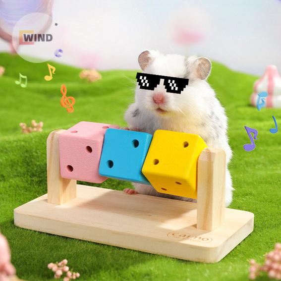 View of Creative and funny design hamster cube toy wooden bite resistant ...