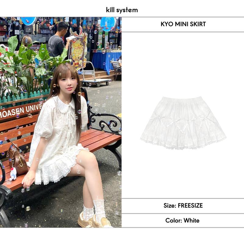 Chân váy ngắn Kyo phối ren họa tiết thêu nơ - Killsystem