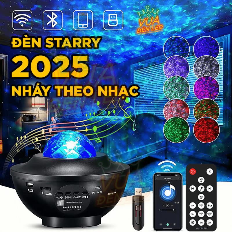 Đèn STARRY Chiếu Bầu Trời Sao GALAXY Trang Trí Decor Phòng Làm Đèn Ngủ Có Loa Bluetooth Điều Khiển Từ Xa
