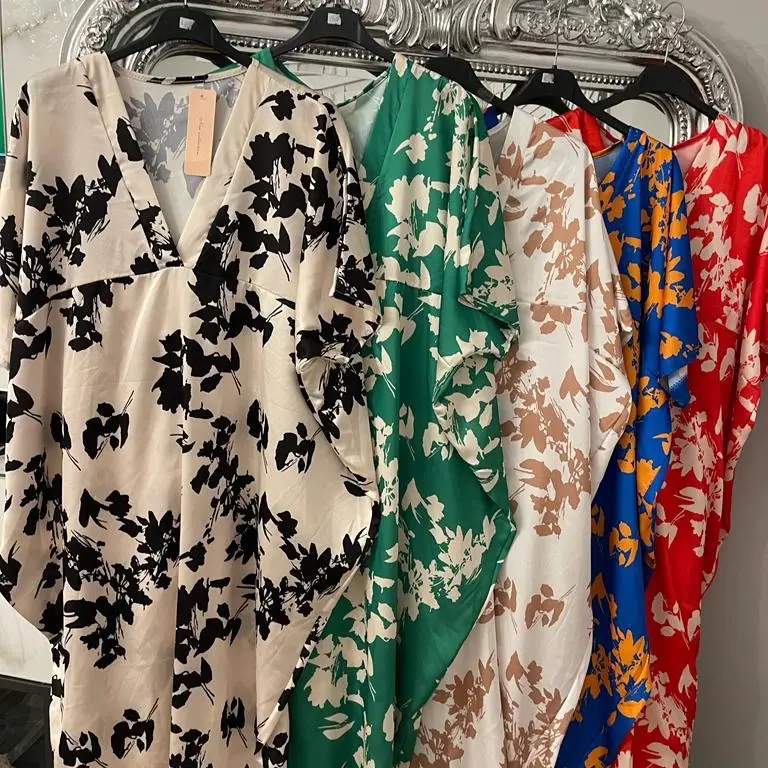 Printed silk kaftan